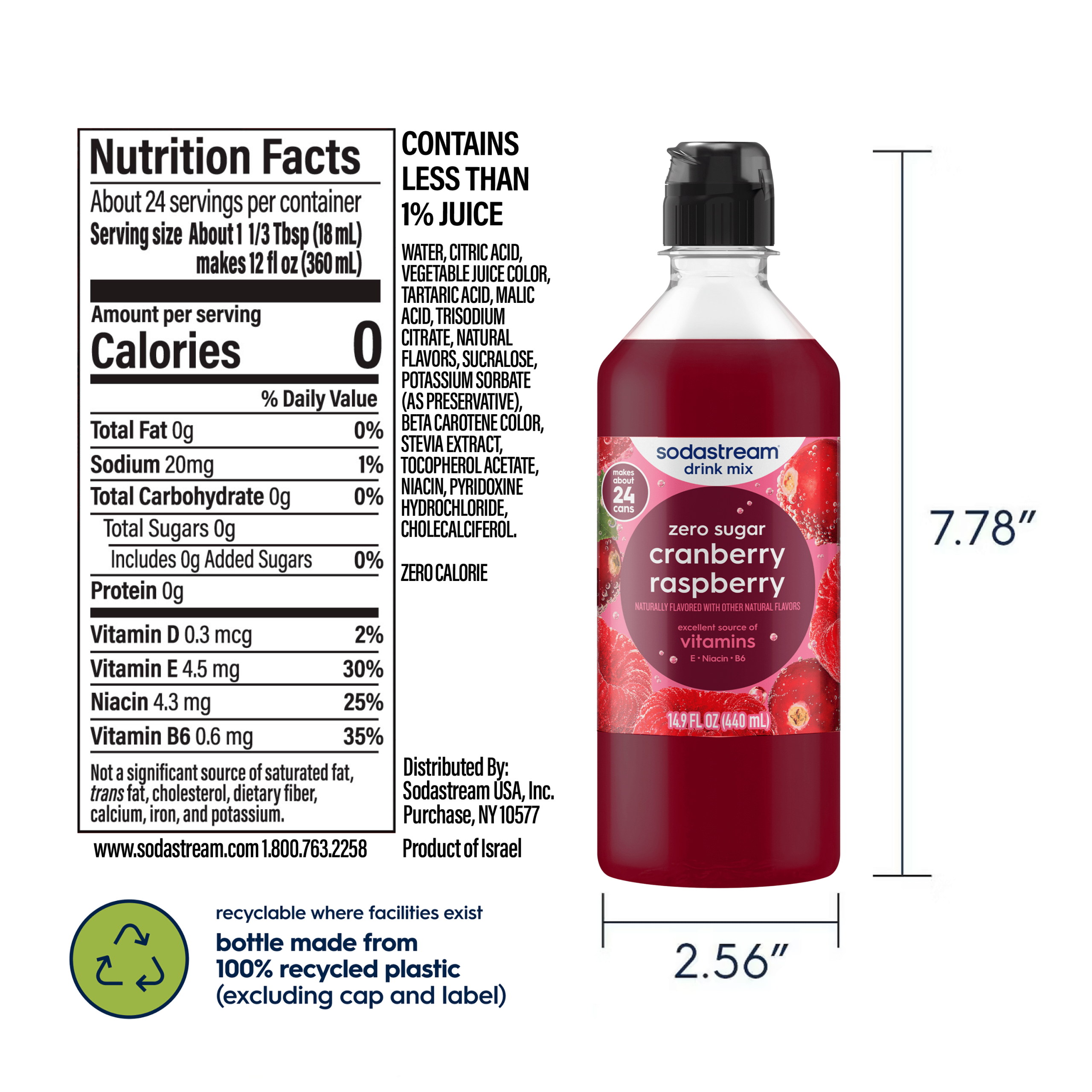 Sodastream Classics? Cranberry & Raspberry Zero Sugar Drink Mix 440ml - Image 5