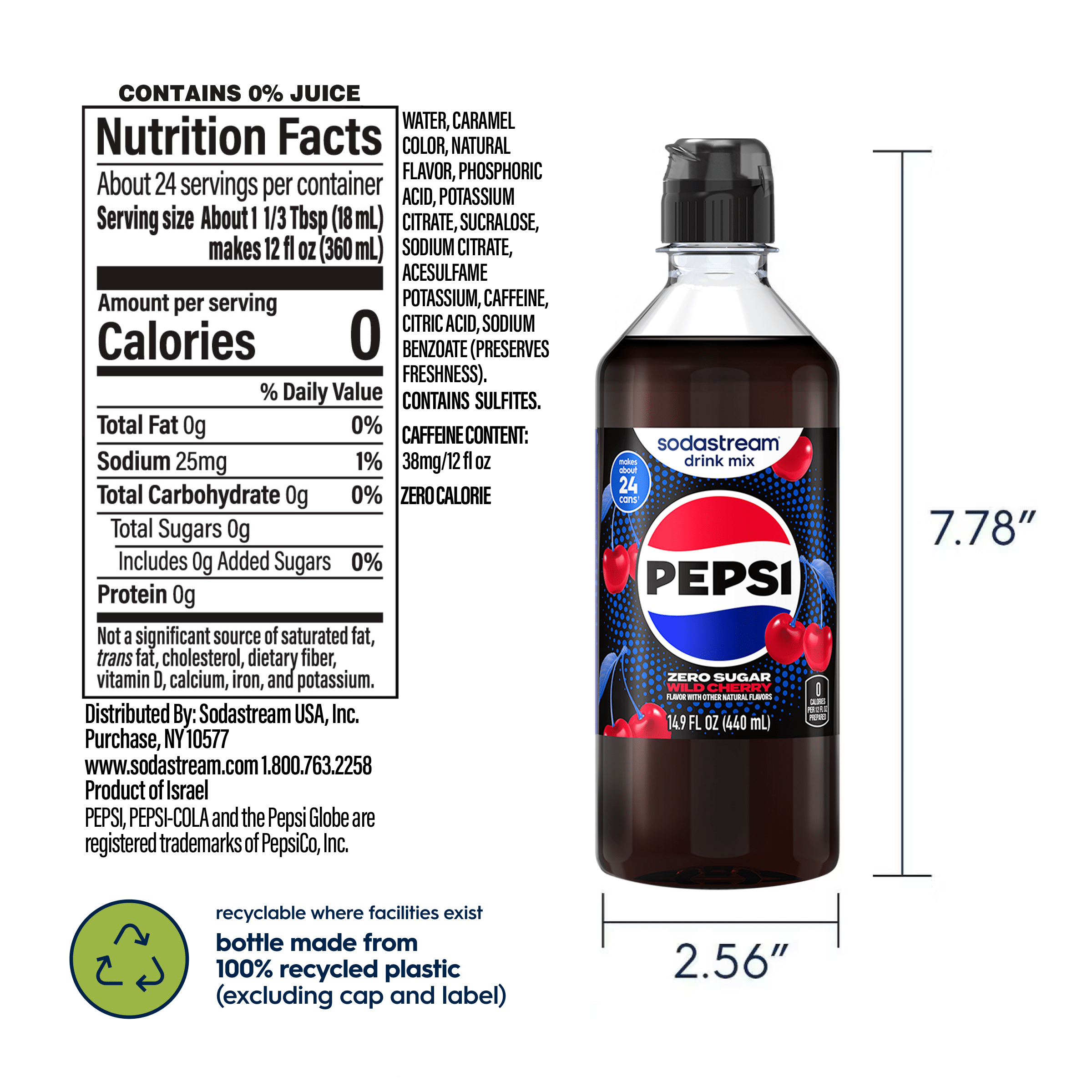 Sodastream Pepsi Wild Cherry Zero Sugar Drink Mix 4 Pack 440ml - Image 6