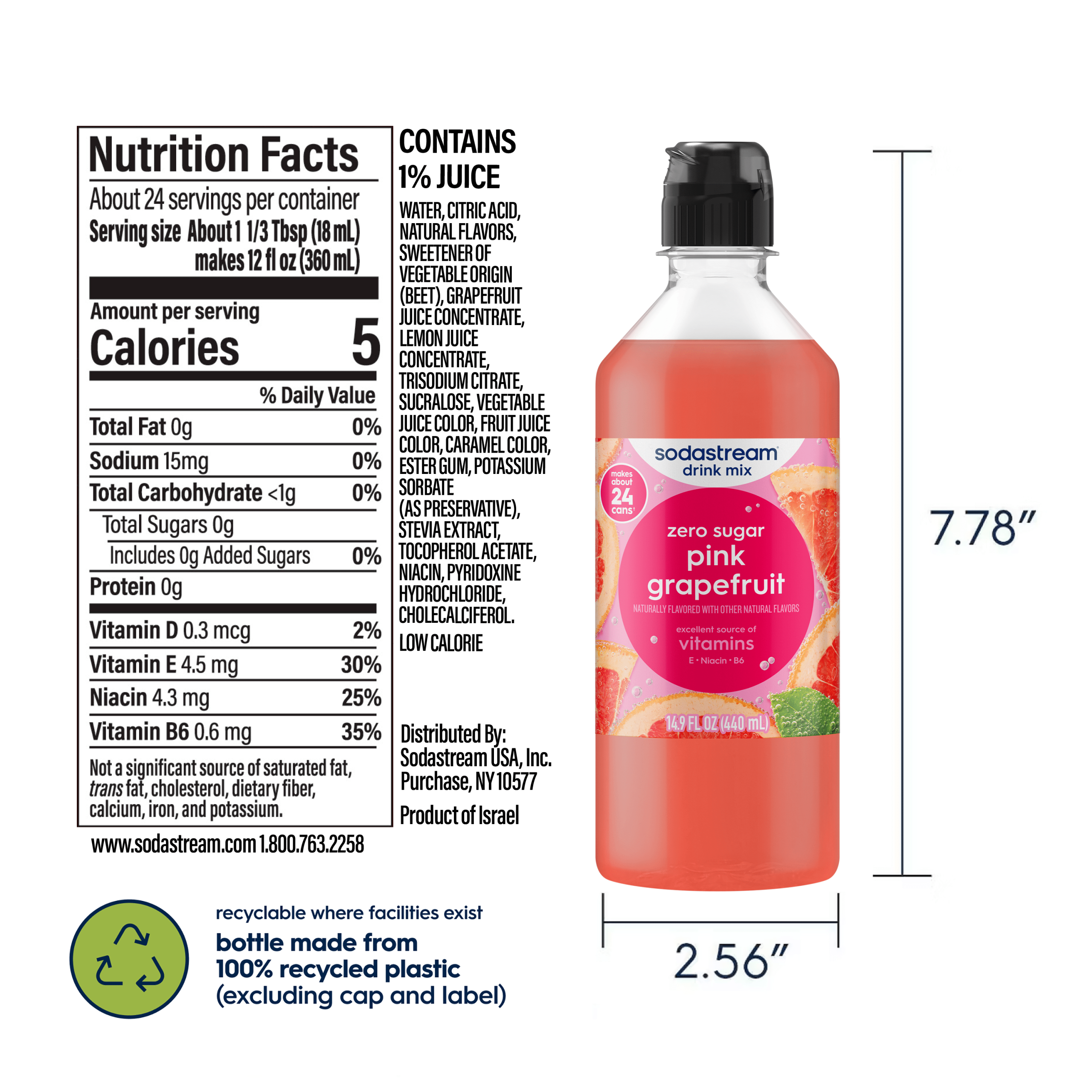 Sodastream Classics? Pink Grapefruit Zero Sugar Drink Mix 440ml - Image 6